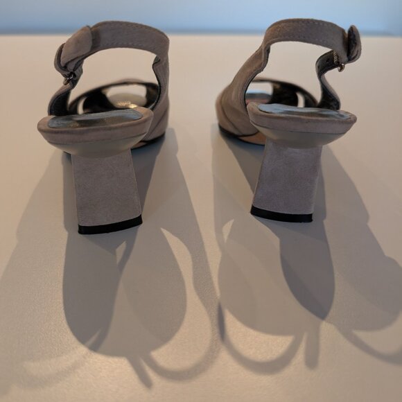 Stuart Weitzman Grey Suede Slingback Heels - Picture 5 of 8